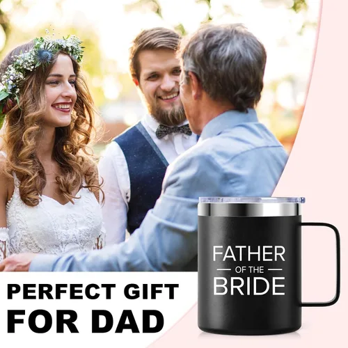 Vista 2 de kwsnatel Taza de acero inoxidable aislada al vacío de 12 onzas con tapa, regalo para papá, novia, despedida de soltera, boda, fiesta de compromiso