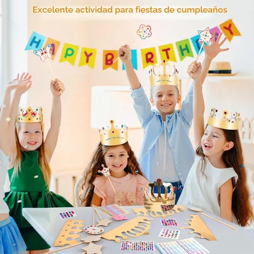 Vista 5 de El kit de varitas de hadas de princesa Pllieay incluye 18 piezas de 6 estilos de varita de princesa de madera sin terminar, coronas de papel dorado