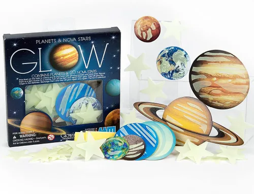 Vista 4 de 4M, Sistema solar en 3D, brillante, planetas y estrellas nova, Glow-in-the-Dark verde