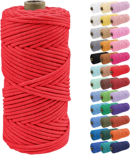 Vista 28 de JeogYong Cuerda de macramé de 0.157 in x 109 yardas, cuerda trenzada de algodón natural, cuerda de macramé para bolsas de ganchillo, colgar