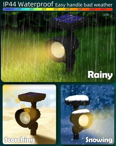 Vista 3 de Luces solares para exteriores, focos solares para exteriores, paquete de 6 focos solares impermeables IP44, luces solares de encendido y apagado