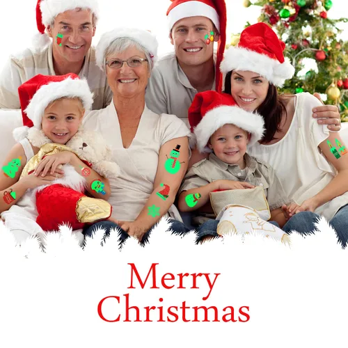 Vista 6 de Tatuajes temporales luminosos de Navidad para decoraciones de fiestas, rellenos de calcetines de Navidad brillantes para niños, suministros