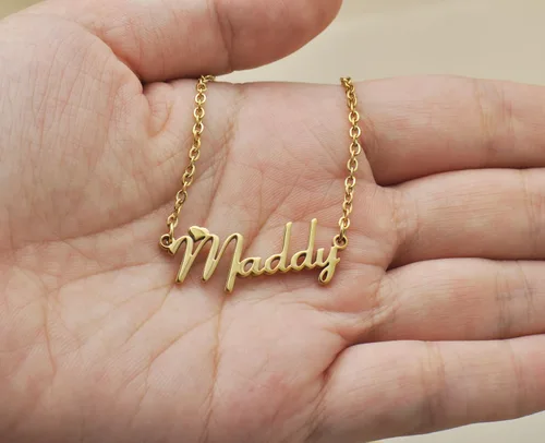 Vista 3 de Aoloshow Collar personalizado con nombre y pulsera hecha a medida con cualquier nombre, joyería de acero inoxidable para mujeres y mamás