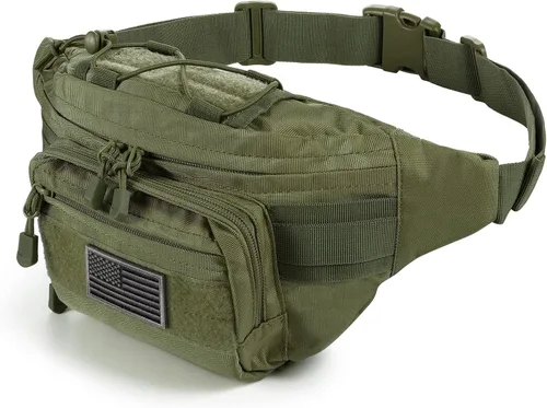 Vista 9 de SOWHUP Riñonera Táctica, Bolsa de Cintura Militar con Parche de EE.UU., Bolsa de Cinturón de Utilidad para Cadera para Pesca al Aire Libre