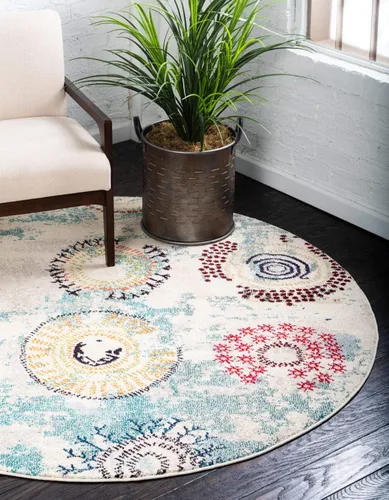 Vista 13 de Alfombra moderna Positano de estilo costero de Loom, Polipropileno, beige/azul claro