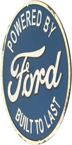 Vista 2 de Open Road Brands Letrero de metal redondo en relieve de Ford Built to Last