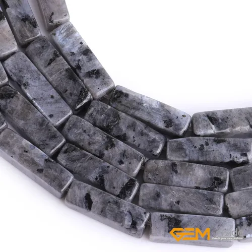 Vista 4 de GEM-Inside - Cubo cuadrado de piedra de larvikita negra natural de 0.157 x 0.512 in, columna cuboidea, cuentas de chakra para fabricación de joyas