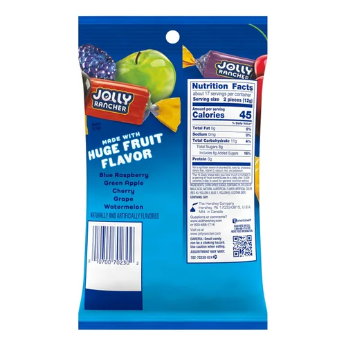 Vista 2 de Jolly Rancher, Bolsa de dulces duros con sabor a fruta original, 7 onzas