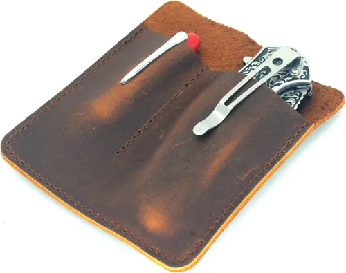 Vista 3 de Organizador de bolsillo de cuero, bolsillo deslizante, bolsillo para hombre, bolsa para cuchillos de bolsillo, portador EDC, organizadores
