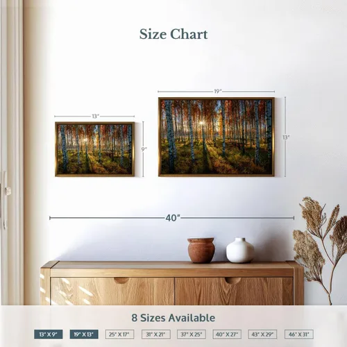 Vista 4 de ElephantStock - Swedish Birch Forest Wall Art - Horizontal Floating Framed Canvas - Hallway Wall Decor - Photography Nature Framed Canvas Art