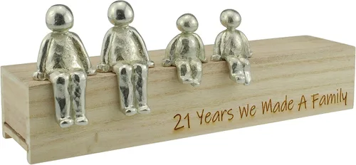 Vista 6 de Idea del 21 aniversario – 21 años que hicimos un adorno de metal familiar – Elige tu combinación familiar (1 niño)
