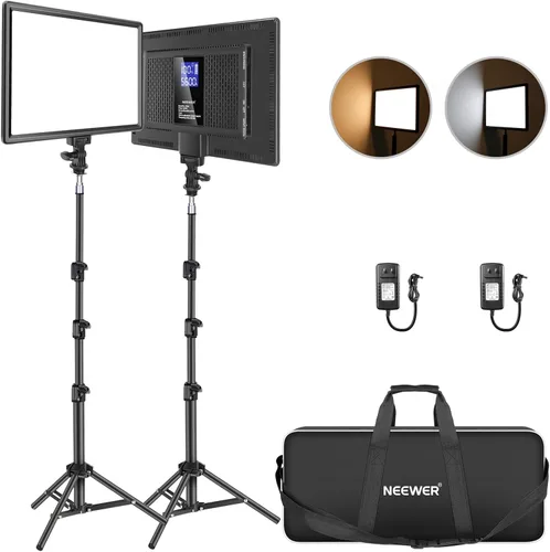 Vista 12 de NEEWER RGB168 Panel de Luz LED RGB de Video de 18.3" con Control de Aplicación, Kit de Soporte de Trípode de 2 Paquetes, 60W/360°