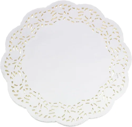 Vista 8 de LJY 120 piezas de papel redondo de encaje blanco para decoración de tartas de boda, vajilla (7.5 pulgadas)