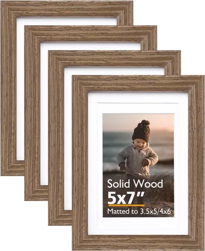 Vista 106 de KINLINK Marco de fotos de 3.5 x 5 pulgadas, color negro ceniza, marcos de madera maciza con plexiglás para mesa y montaje en pared, marcos de fotos