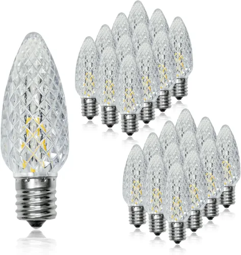 Vista 7 de Paquete de 25 bombillas LED C9 de repuesto para Navidad, bombillas LED C9 inastillables para cadena de luces de Navidad, base de candelabro E17