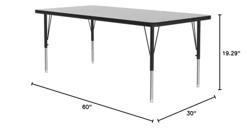 Vista 2 de Correll - Mesa de actividades rectangular Econoline de 30 x 60 pulgadas, parte superior de melamina de granito gris, altura ajustable