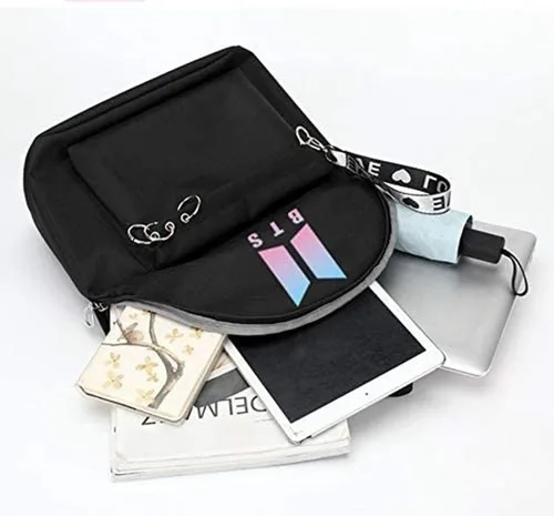 Vista 4 de Yongshida Kpop Fashion BTS - Mochila escolar con diseño de Jimin Suga Jin Jhope RM jung kook V Fans Casual Daypack BTS Merchandise, Negro, S