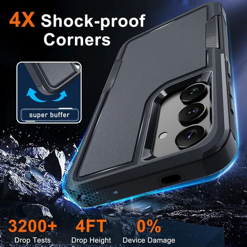 Vista 2 de Funda para Samsung Galaxy S24 FE, Cuerpo Completo Resistente de Servicio Pesado Robusta a Prueba de Golpes Funda Protectora para Teléfono con Correa
