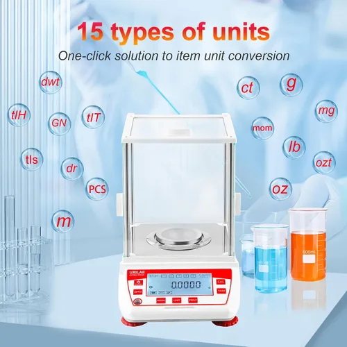 Vista 6 de Balanza analítica 4.23 oz x 0.1mg GN mg Unidad de precisión de laboratorio Escala de laboratorio 0.00 oz Escala analítica digital Interfaz RS232