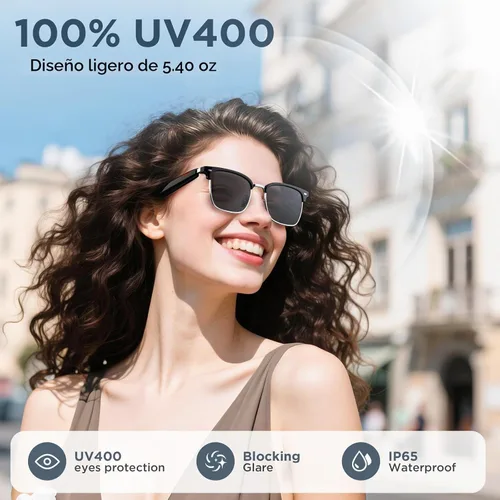 Vista 3 de Gafas de sol inteligentes Bluetooth con traducción y protección UV400