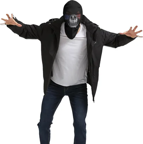 Vista 2 de Obacle Máscara de calavera para Halloween, máscara de cara completa, pasamontañas para invierno y clima frío Cara de bandera de calavera