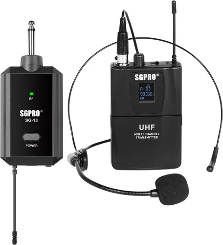 Vista 9 de SGPRO Juego de micrófonos inalámbricos multiusos, receptor compacto, función de silencio, indicador de batería para cantar, DJ, discurso, aula