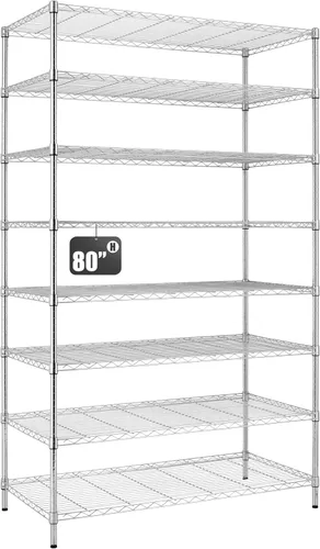 Vista 13 de Finnhomy Estantería de alambre de 8 niveles, estantería ajustable de alambre de acero, 14 x 36 x 80 pulgadas, 8 estantes de almacenamiento de metal