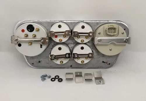 Vista 5 de Dolphin Gauges Compatible 1953-1955 Ford Truck 6 Gauge Dash Cluster Set, Programable, Aluminio Billet Pulido, Lentes Convexas, Movimientos Air Core