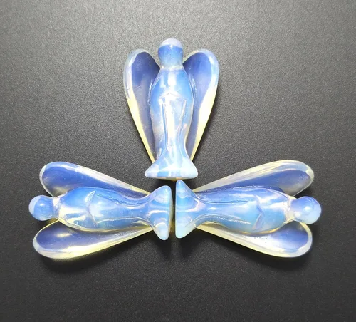 Vista 5 de Mina Heal Ángeles de la oración Ángeles de la Guarda hechos piedras opalitas, tamaño de bolsillo, de pie libre