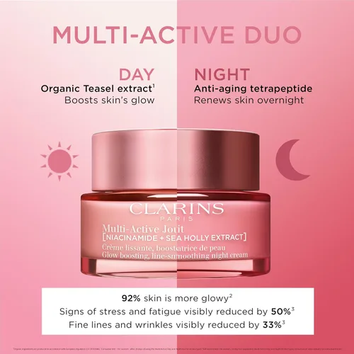 Vista 8 de Clarins Hidratante de día multiactivo con niacinamida Suaviza las líneas finas Aprieta visiblemente los poros Tono y textura uniformes