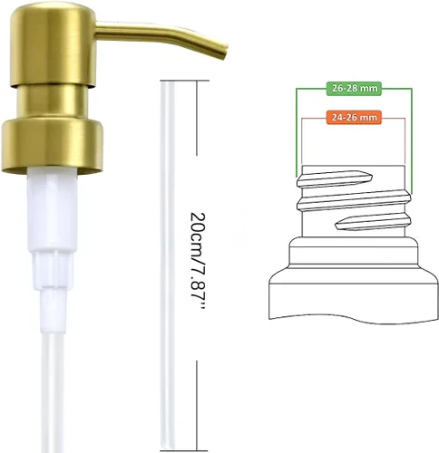 Vista 2 de Reemplazo de bomba dispensadora de jabón dorado, con acabado cepillado, acero inoxidable 304, dispensador de jabón líquido para manos y loción