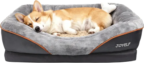 Vista 9 de Cama Joyself ortopédica de espuma viscoelástica con cubierta lavable extraíble para perro y juguetes con sonido de regalo, Gris