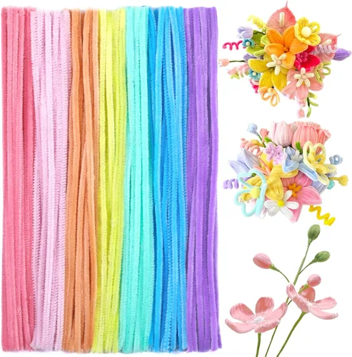 Vista 9 de 100 piezas de limpiadores de tuberías para manualidades, limpiador de tuberías de felpilla, limpiador de tuberías verde claro, suministros