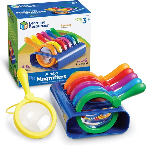 Vista 2 de Learning Resources Primary Science - Lupas jumbo con soporte (6 piezas) y balanza de balanza de balde de balde