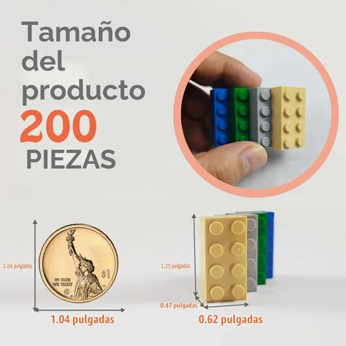 Vista 2 de HUIZDQ 200 piezas clásicas de ladrillos de construcción pequeños, azul