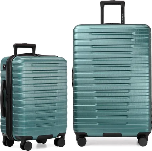 Vista 47 de U.S. Traveler Boren - Maleta de viaje extensible rígida con 8 ruedas giratorias, color negro, juego de 2 piezas