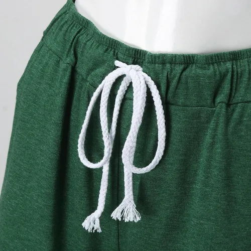 Vista 7 de Conjunto de dos piezas para mujer, conjunto deportivo de manga corta para mujer, conjunto de 2 piezas, conjunto de ropa de descanso con cordón