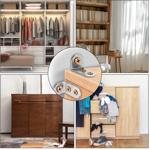 Vista 7 de 2 juegos de anclajes para muebles, anclajes antipunta, anclajes de muebles de acero inoxidable, anclaje de pared para prevención de caídas, anclajes