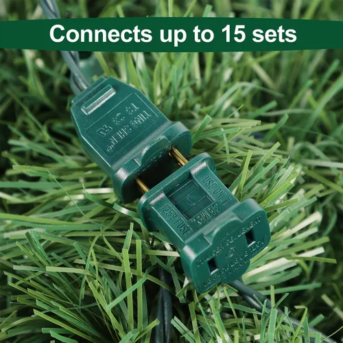 Vista 4 de Biswing Guirnalda verde de Navidad preiluminada de 15 pies, guirnaldas de pino artificial iluminadas con 35 luces multicolor, conectables e