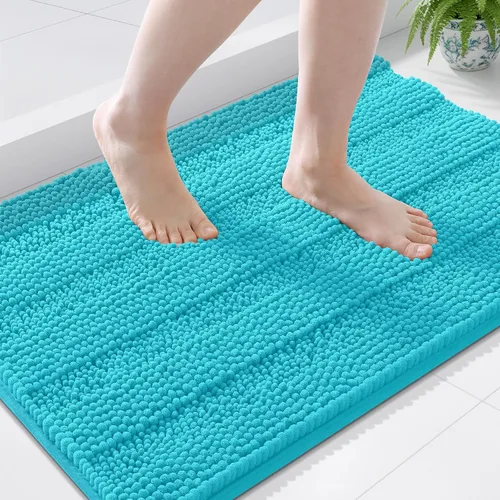 Vista 43 de Grandaily Alfombras de baño de felpilla a rayas de 24 x 16 pulgadas, extra gruesas y suaves, absorbentes, parte trasera de goma, alfombra de ducha