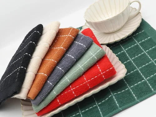 Vista 7 de Trapos de cocina de algodón, trapos para lavar platos, juego de 6, 12 x 12 pulgadas, beige Trapos suaves de cocina, paños multiusos para cocina