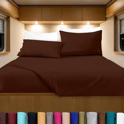 Vista 94 de Elegant Comfort Lujoso juego de sábanas de microfibra de alta calidad 1500 hoteleras bordadas de tres líneas más suaves de 4 piezas, resistente a