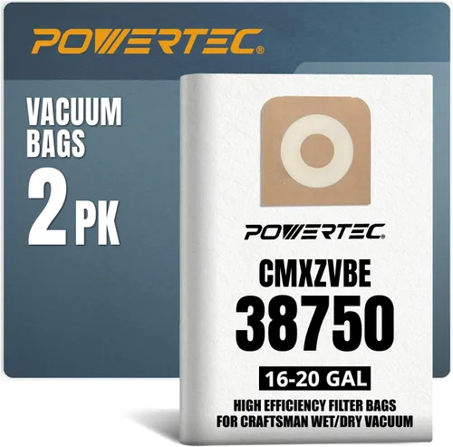 Vista 8 de POWERTEC 38735 Shop Vac Bags for Craftsman - Bolsas para aspiradora en húmedo y seco de 12 galones, 12 galones (12 galones). Compra bolsas de vacío