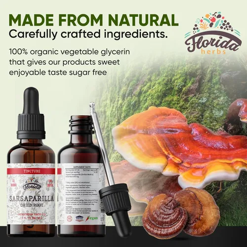 Vista 2 de Tintura Reishi, extracto orgánico de hongos Reishi (Ganoderma Lucidum), suplemento de hongos secos, sin OMG en glicerina vegetal orgánica prensada