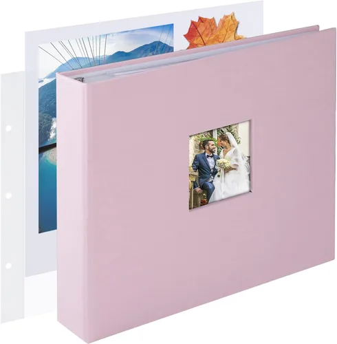 Vista 33 de 1DOT2 8x8 DIY pequeño álbum de recortes con 3 anillas, álbum de fotos con diario, con 30 fundas de plástico, 60 páginas y cubierta de tela