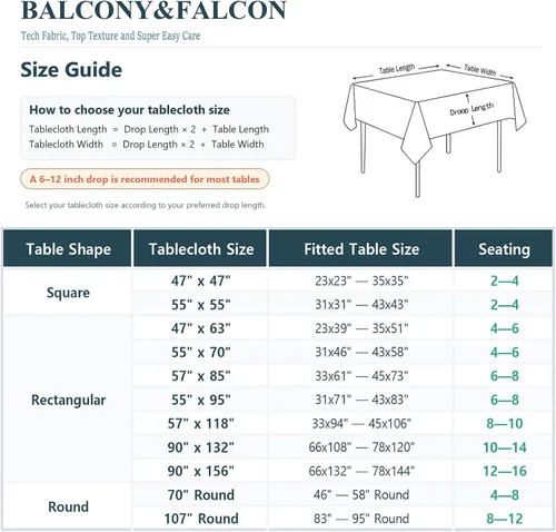 Vista 3 de Balcony & Falcon - Mantel rectangular de peso pesado clásico, lavable, antiarrugas y resistente al agua Celadon - Lino sintético grueso