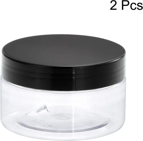 Vista 3 de uxcell Tarros redondos de plástico con tapa superior de rosca negra, 7 onzas/6.8 fl oz, recipientes vacíos transparentes de boca ancha