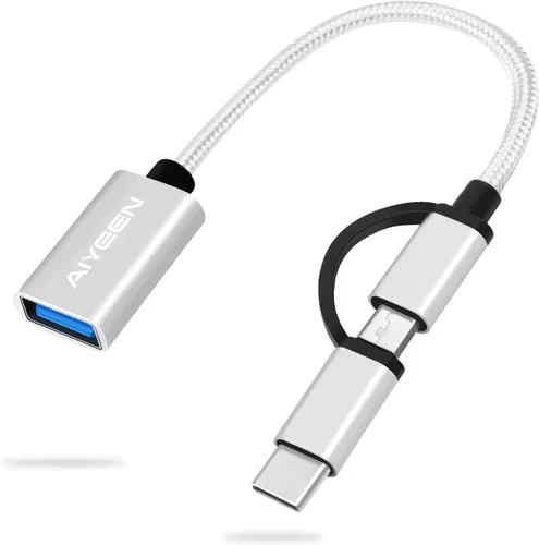 Vista 9 de Adaptador USB-C/Micro a USB, USB 3.0 2 en 1, cable adaptador OTG, compatible con MacBook Pro, Android, Google, Samsung y más, negro