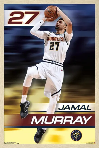 Vista 7 de Trends International NBA Denver Nuggets - Póster de pared de Jamal Murray 19, 14.725 x 22.375 pulgadas, versión enmarcada de madera de granero