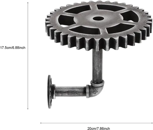 Vista 3 de Happyyami Estante de tubería Steampunk para tubería industrial, estante flotante de pared retro Steampunk, estante de engranaje rústico de hierro